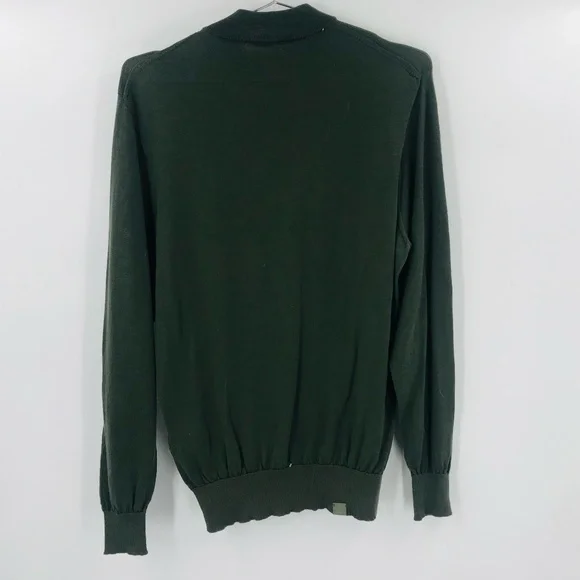 Son Of A Tailor Crewneck Merino Wool Knit Sweater Olive Green Size Small - Picture 4 of 4